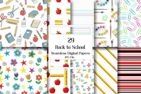Back to School Seamless Patterns Bundle