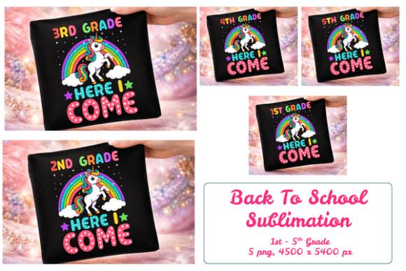 Back to School Unicorn PNG Bundle