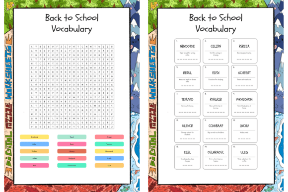 Back to School Vocabulary Word Search Pu