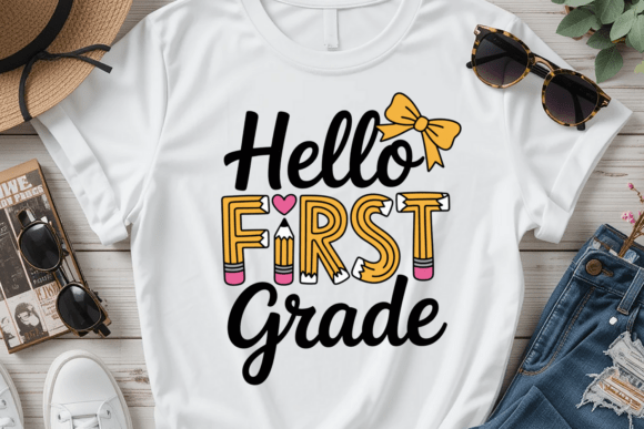 First Grade PNG, Cute Back to School Tee