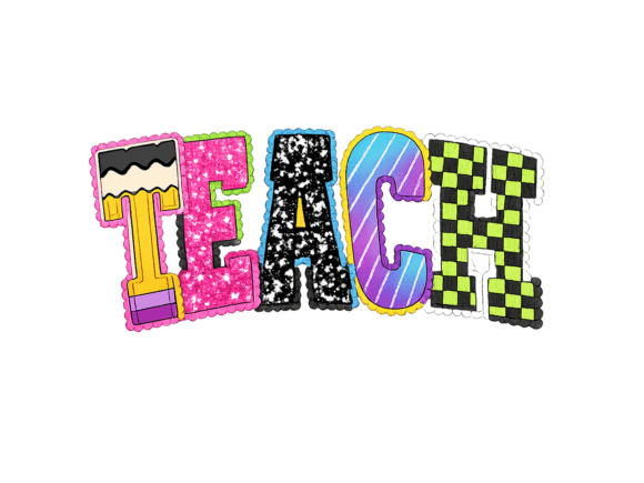 Neon Checkered TEACH PNG Back to School: Elevate Your Classroom and Product Designs