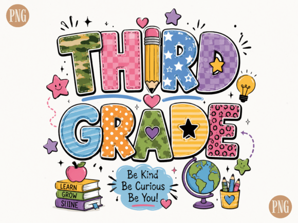 Third Grade PNG Cute Back to School: The Ultimate Sublimation Design for Creative Projects